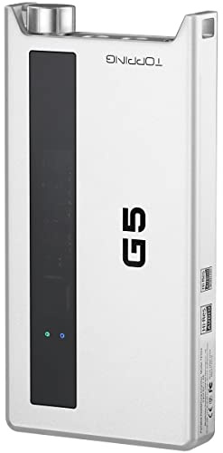 Topping G5 Portable NFCA Headphone Amplifier DAC - USB Tyle C/Bluetooth/AUX input, 6.35mm Line out 3.5mm/4.4mm Headphone Out LDAC Hi-Res Audio (Silver)