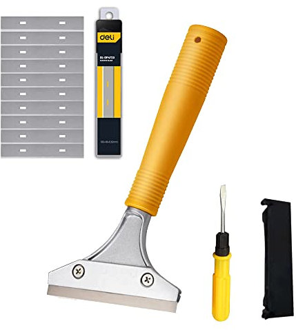 Tapetenschaber Bodenschaber 4 ZOLL Fußbodenschaber Wandschaber Farbschaber mit auswechselbarer Klinge Handschaber Tapetenlöser Tapeten Entferner Kleber Löser