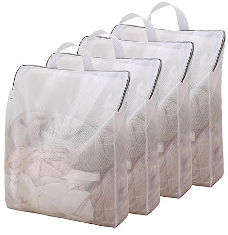 Mollyfox 4Pack Wäschesäcke mit Griffen mit Reißverschluss Wäschenetz für Waschmaschine Wiederverwendbare Wäschebeutel für College Wohnheim und Wohnung sac de rangement de voyage