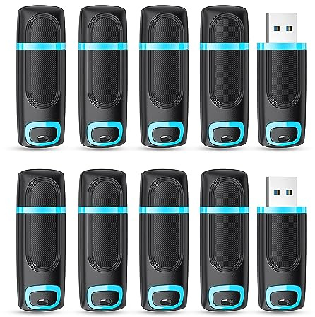 Vansuny 10 Stück USB Sticks 32GB 10er Pack USB Stick 32GB USB 2.0 Datenspeicher-Backup für PC/Desktop/Laptop/Car Audio/Spielekonsolen(Cyan)