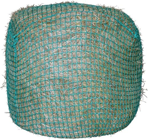 Kerbl Heunetz für Rundballen | bis 140cm, Grün, Polypropylen, Maschenweite 4,5 × 4,5 cm, sichere Befestigung mit 6-mm-Elastikseil