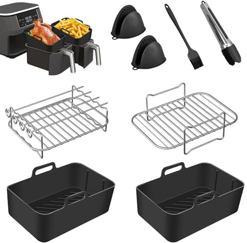 YIKANWEN Heißluftfritteuse Zubehör - Airfryer Zubehör für Ninja Foodi AF400EU AF300EU 9.5L Und anderen Dual Zone Air Fryer, BPA-frei, Ninja Airfryer Zubehör
