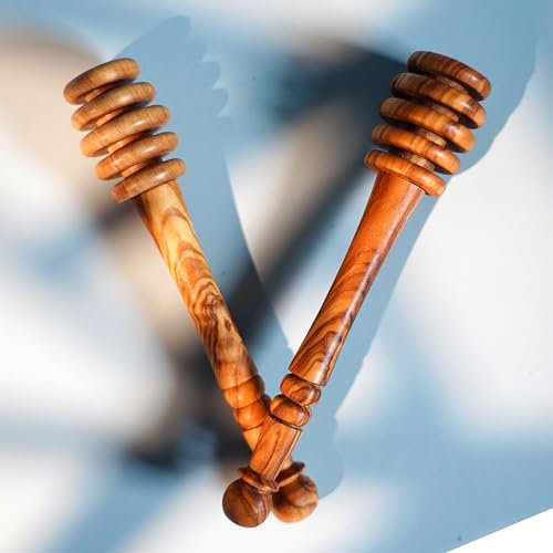 2 bâtonnets à miel en bois d'olivier naturel – Lot de 2 cuillères à miel – Chaque cuillère à miel mesure 12 cm Ezo.Home