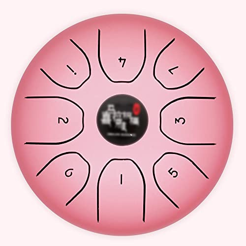 Zungentrommel aus Stahl, 8 Töne, 5,5 Zoll Handpan-Trommel, Handpan-Taste C, mit Aufbewahrungstasche, Musikbuch, Schlägel, für Meditation, Yoga (Rosa)