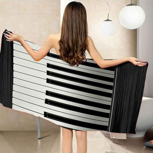 okoikfc 3D Strandtuch 90x180 cm Klaviertasten Badetuch Groß Klaviertasten Microfaser Handtücher Weich Schnell Trocknen Strandhandtuch Herren Frauen Badetücher, Strandtücher Strandlaken Handtuch A1551