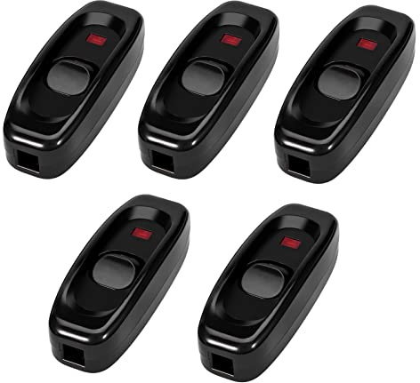 WPKD BLUEIY Interruptor de Lámparas, Interruptor de Cable en Línea AC 250V 10A para Mesa, Escritorio, Lámpara de Pared, Interruptor de Luz con Luz Indicadora LED para el Hogar, Hotel (Negro)
