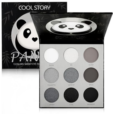 Smoky Eyeshadow Palette, 9 Farben Hochpigmentiert Lidschatten Palette Schwarz Weiß Grau Lidschatten-Palette, Weicher Matter Schimmer Lang Anhaltend Goth Augen Make-Up Palette Zu Halloween
