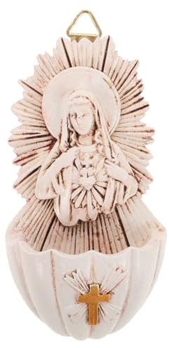 Cabilock Holy Water Font Resin Wall Hanging Decor for Catholic Churches Stylish Entrance Decoration for First Communion Confirmation