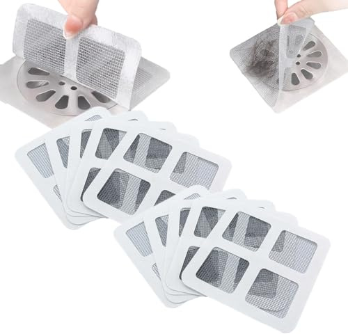 Busgiuar Disposable Filter Patches - Disposal Drain Cover,Drain Mesh Cover,Shower Drain Screen Hair Catcher,Disposable Shower Drain Hair Catcher Mesh Stickers,For Bathroom Laundry Kitchen (20)