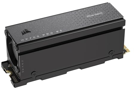 Corsair MP700 PRO SE mit Luftkühler 4TB PCIe 5.0 x4 NVMe 2.0 M.2 SSD – M.2 2280 – Bis zu 14.000 MB/s. Sequentielles Lesen – Hochdichter 3D TLC NAND – Schwarz