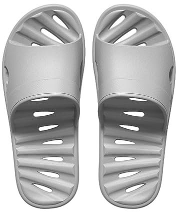 Men's shower shoes, comfortable quick drying shower slippers Non-slip pool beach Bathroom Travel slippers Light household slippers(Gris,11/12 UK)