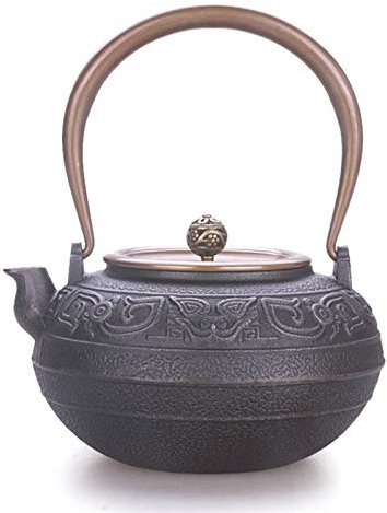 IUokLU Set da tè Giapponese Originale in Ferro teiera Rivestita a Mano Libera retrò Pesante Semplice Vecchia teiera in Ferro pentola in ghisa Coda Gialla,