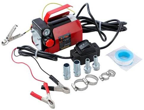 KATSU Tools Diesel Transfer Pump DC 12V 8Amp 3.7GPM Self Priming Portable Fuel Oil Extractor Utility Pump for Tractor Caravan Boat Truck 482146