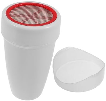 EXHUMKY Handheld Powdered Sugar Sifter and Fine Mesh Flour Shaker Small Baking Spice Sifter for Cocoa Matcha Coffee Dusting Kitchen Tool White