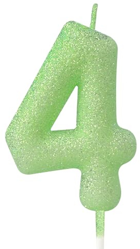 mciskin Fluoreszierende grüne Kerzen für Kuchen, glitzernde Macaron-Kerzen für 4. Geburtstag, Mädchen, Jungen, fluoreszierende, grüne Kuchendekoration für Party, Babyparty, Hochzeitszubehör