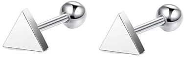 KnSam Orecchini in oro bianco 18 carati, a forma di triangolo, Au750, stile Liberty, argento