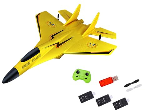 RC Glider Plane Flying Toy for Kids Gift with Light and 150M Height, Yellow