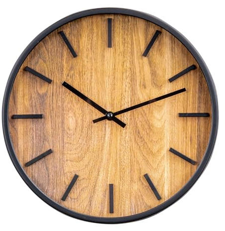 levandeo Wanduhr ⌀29cm Holzoptik Analoge Uhr Rund Natur Schwarz Wanddeko Wandbild Deko Bohodesign
