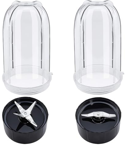 Vqxmhrpw Vasos Altos De 16 Oz con Cuchillas Cruzadas Y Planas, Compatibles con Magic Y Bullet, Licuadora Y Exprimidor MB-1001 De 250 W