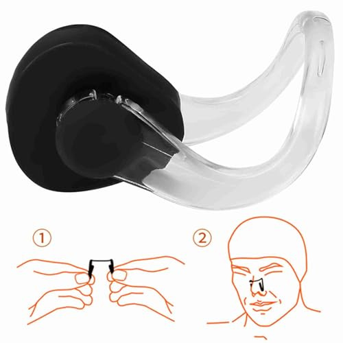 Buachois 2 Pinzas Nasales para Natación con Funda, de Silicona Y Policarbonato, Reutilizables, Impermeables, para Natación, Buceo Y Deportes Acuáticos, para Adultos Y Niños (Negro)
