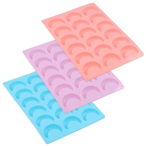 3 Stück Vanillekipferl Ausstecher 18 Loch, Lebensmittelechte Silikonform, Vanillekipferl Backform für Kipferl, Plätzchen, Schokolade