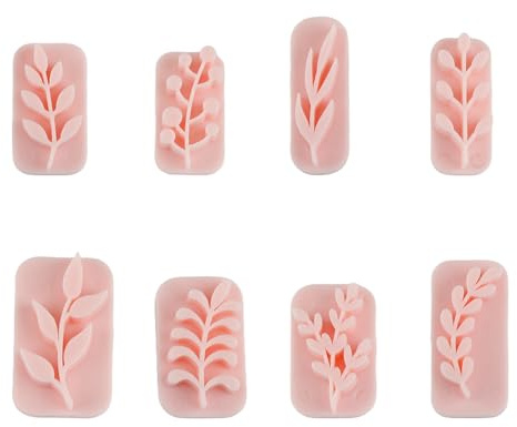 Tabanzhe 8Pcs Leaves Clay Stamps, Polymer Clay Texture Sheet & Leaf Shape Cutters,8 Shapes Floral Clay Texture Mat for Jewellery Making & DIY Crafts