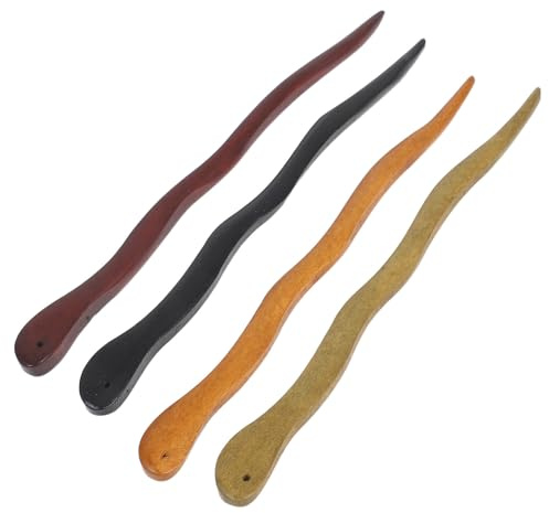 MINAOLULUS 4pcs Chinese Hair Sticks Wooden Hair Sticks Set for Women for Updos for Party and Prom