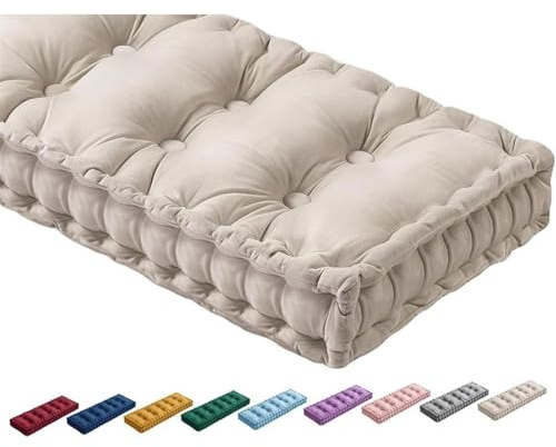 Inomhus sammet bänk kush 10 cm tjock tuftad fönstersittdyna för gunga/pianostol kuddar för matbord kökssoffa (blå 160 x 28 x 10 cm)