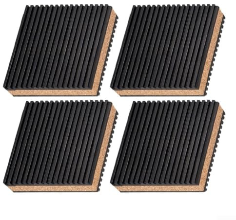Anti-Vibrationsmatte, Gummi-Kork-Verbund-Pads, 75 x 75 mm, stoßdämpfende, rutschfeste Füße für Waschmaschine, Trockner, Laufband, Lautsprecher, Bodenschutz, strapazierfähig, 4 Stück
