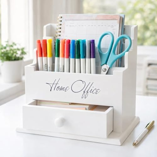 Schreibtisch-Organizer Weiß 3 Fächer eine Schublade Briefbox Holz Schreibtischorganizer Ständer Briefablage Holz Letterbox Ablage Büro Organizer Schreibtisch Briefständer Briefhalter Utensilio