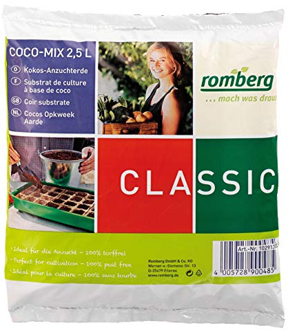 Romberg Kokos-Anzuchterde Classic (2,5 Liter, torffrei, für Samen und Stecklinge, locker und durchlässig), Braun