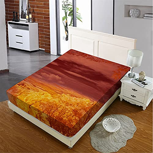 Oduo Spannbetttücher für Boxspringbetten, Baum Drucken Spannbettlaken aus Mikrofaser - Spannbetttuch für Einzelbett Doppelbett - Spannbetttuch Steghöhe bis 27cm (Weiße Blätter,180x200cm)