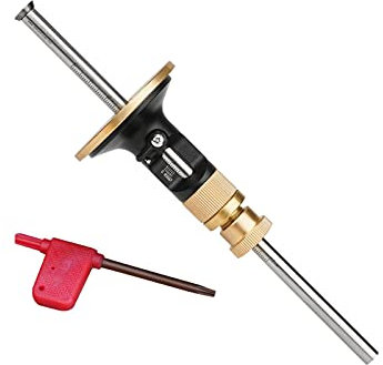Calibro per marcatura ruote con chiave T15, 0,2 mm, leggero, kit di micro regolatori per lavorazione del legno (nero + oro, dimensioni: 21,6 x 5,8 cm)