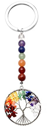 Portachiavi albero della vita Portachiavi con ciondolo 7 chakra Albero della vita Portachiavi con pietre preziose naturali Portachiavi con ciondolo con pietre preziose Portachiavi con pietre curative