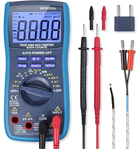 MMOBIEL Num Pro CAT III 1000 V CAT IV 600 V - 6000 Zählung – Spannungsprüfung, AC/DC-Test, Strom, Widerstand, Kontinuität, Transistor-Test – mit Prüfleitungen, Sicherungen und Magnetriemen