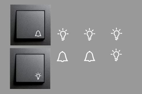 generic Schalter Aufkleber Set mit 4 Licht und 2 Glocken Aufklebern in Weiß für universelle Smart Home Schalter (RP29/2) (14 mm)