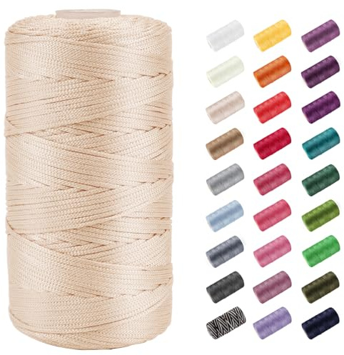 CAMAL Polypropylene Garn 1,5mm x 200m Häkelgarn für Taschen Makramee Garn für Handtasche Häkeln Polypropylene Yarn für Handwerk Wohndekorationen, Platzteller, Umhängetasche (wollweiß)