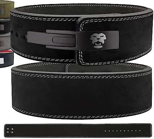 𝐆𝐘𝐌𝐑𝐎𝐀𝐑® Gewichthebergürtel Gürtel aus Rindsleder mit Schnalle, Weightlifting Lever Belt für Fitness Powerlifting Krafttraining Bodybuilding, 10mm Dicke, Männer (S, OG Schwarz)