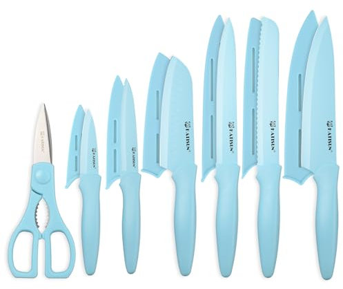 KATISUN Knife Set 7-Piece, Vibrant Colors, Japanese Steel Blades, Ergonomic Handles - Long-Lasting and Razor Sharp Kitchen Knife Set(Blue)