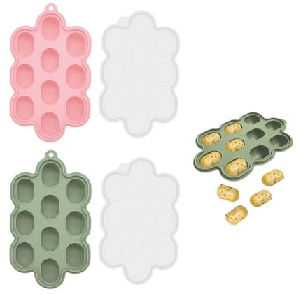 Lot de 2 bacs à glaçons, récipients pour bouillie congelée, bac à glace, moule à glaçons en silicone, moule à glace avec couvercle