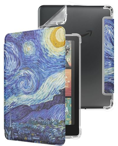 WALNEW Case for 7 Kindle Paperwhite 12th Generation 2024 and Kindle Colorsoft Signature Edition, Clear Soft TPU Back Protective Cover for 2024 Kindle Paperwhite (Starrynight)