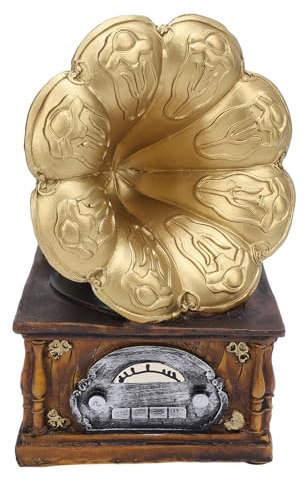 Hztyyier Grammophon Plattenspieler Modell Retro Phonograph Dekoration Harz Ornament Gold Fotografie Requisite für Vintage Home Decor