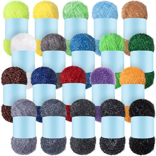 Amylove 20 Skeins Scrubby Yarn for Dishcloths Assorted Colors Yarn for Crocheting Polyester Scrubby Assortment Pastel Yarn for Knitting Dishwashing Dishcloths Craft Project (Dark Color)