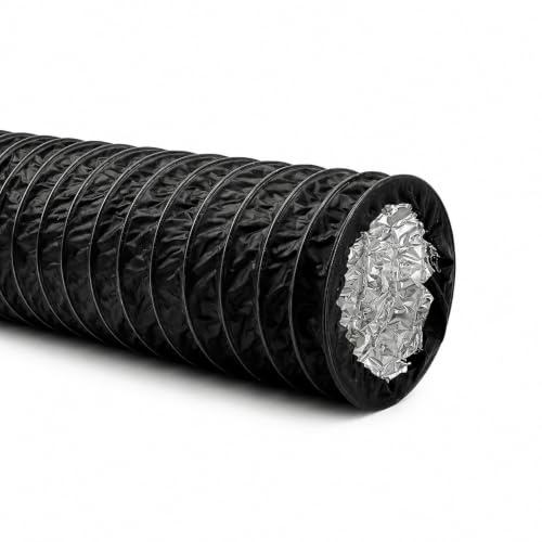 Whisper - Flexibler Lüftungsschlauch - Unisoliert - Schwarz - Ø 80 mm - Länge 6 Meter - Robust und Vielseitig