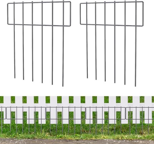 LIANTRAL Garden Fence 10 Pack, Fencing Animal Barrier, Rustproof Metal Fence Panels, No Dig Fence Patio Border Animal Fencing for Dog Rabbit Yard Patio Outdoor Decor, Total 43 cm H x 3.3 m