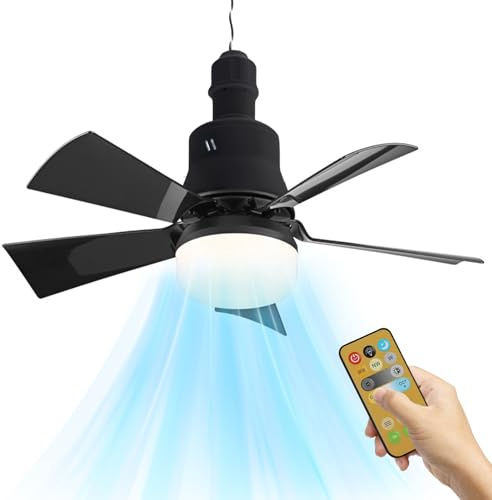 Ceiling Fans with Lights and Remote,E27 Base Screw LED Ceiling Light,3 Fan Speeds,Stepless Dimmable,3 Colours 3000K-6500K and Sleep Timing,Timing,Ceiling Fan Light for Bedroom,Kitchen,Garage (Black)