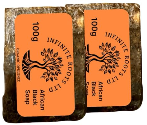 Infinite Roots Original Raw African Black Soap (2 Pack) - Authentic Acne Psoriasis Eczema Organic