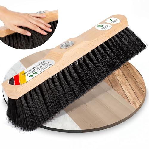 ORGAFLIX Balai sans manche avec poils souples de 28 cm, filetage en métal inoxydable de 24 mm, mélange de qualité allemande, balai d'intérieur, balai sans manche à balai, fabriqué en Allemagne