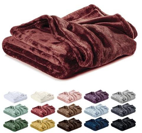 Lavea® Kuscheldecke 130x150 cm - Bordeaux | Mikrofaser – Flauschige Fleecedecke für Sofa und Bett, weiche Decke, pflegeleicht, Sofadecke, Tagesdecke oder Wolldecke