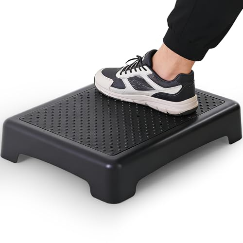 REDCAMP 3.4’’ Short Step Stool for Adults, 440lbs Capacity Heavy Duty & Portable Step Stool for Seniors, Non-Slip Stepping Platform for Bed, Toilet, Kitchen, Bathroom, Black